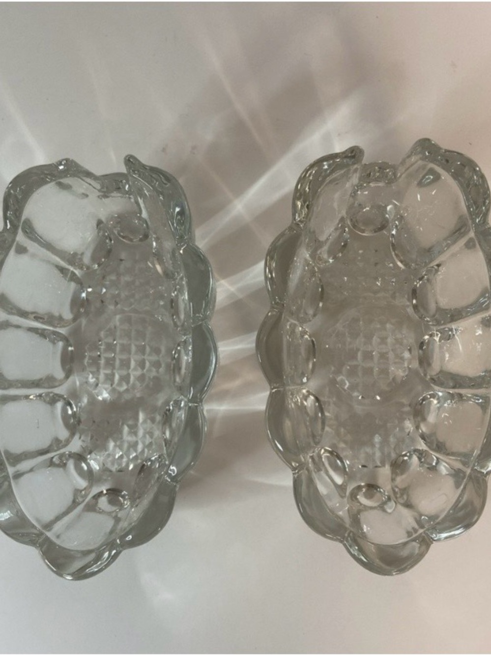 Set of 2 Princess House Crystal spoon rest flatware Holders